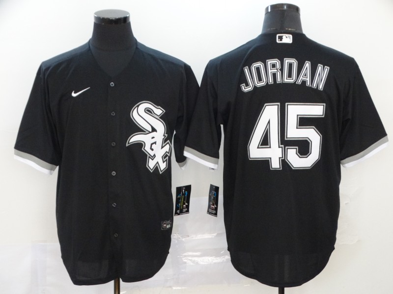 Men Chicago White Sox 45 Jordan Black Game Nike MLB Jerseys